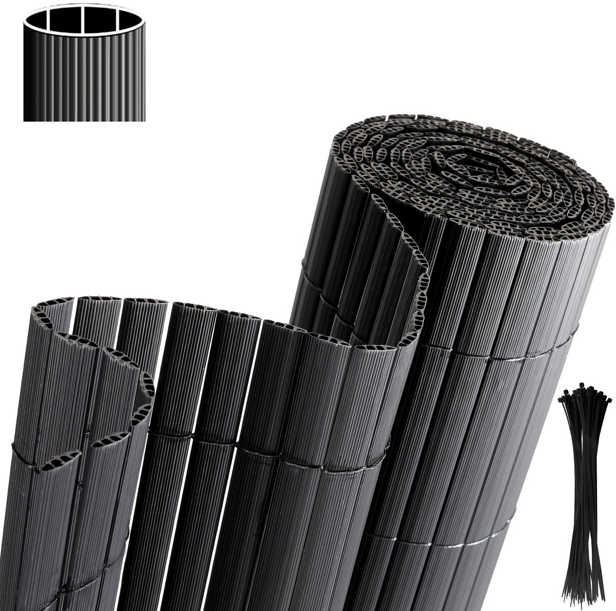 PVC Tuinscherm voor Privacy, Tuinafscheiding & Balkonscherm voor Tuin en Balkon - grijs 1x3m