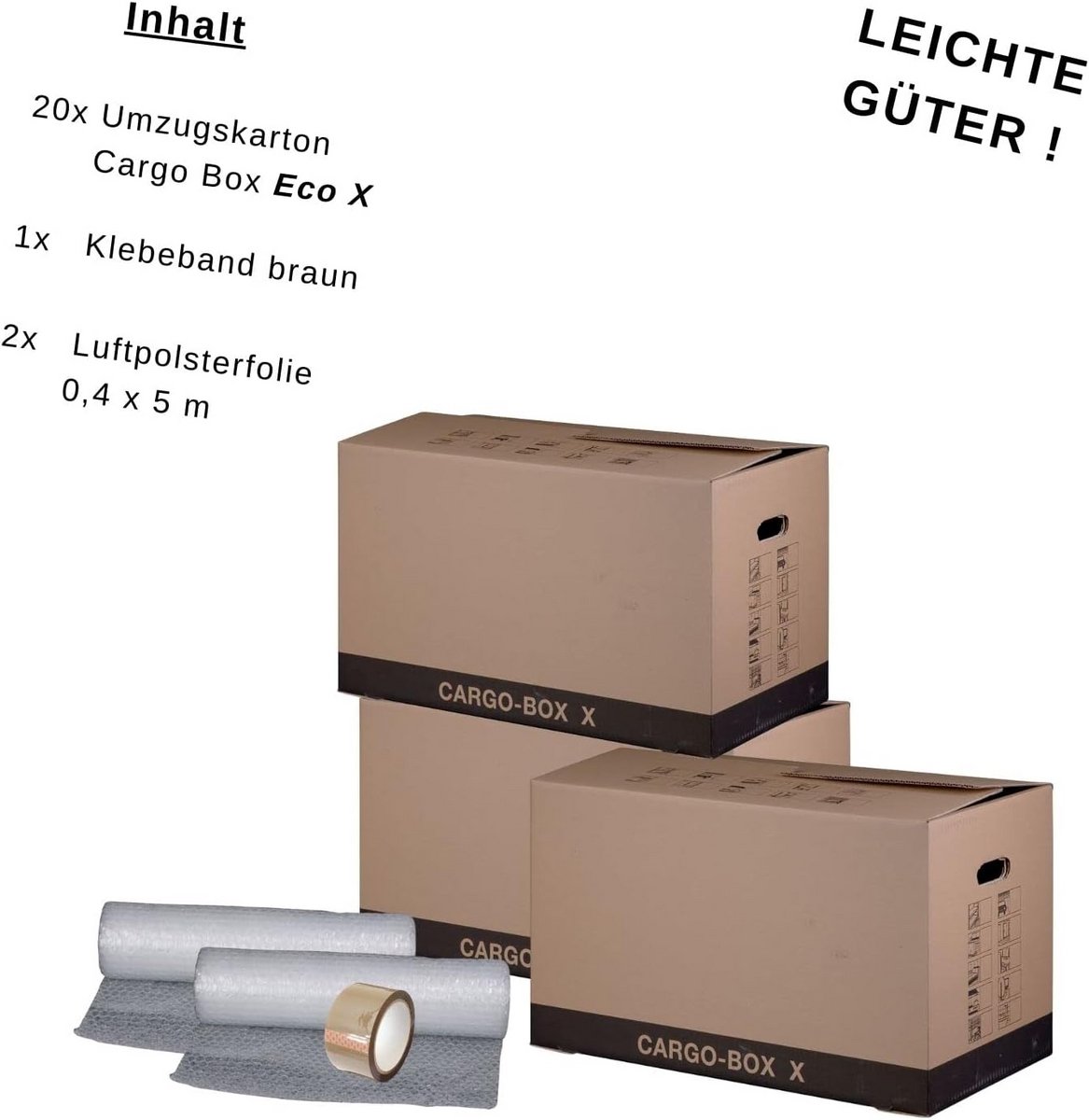 Verhuiscomplete Set ECO - Verhuisdozen, Luchtkussenfolie & Plakband voor 1-2 Kamers