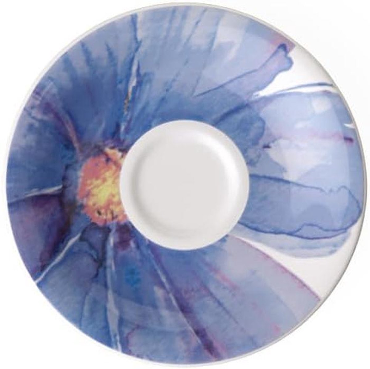 Porcelain saucer with subtle flower pattern