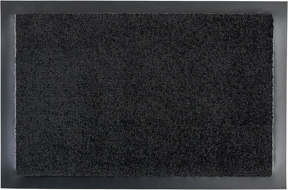 Zwarte deurmat 60x80 cm - ronde afwerking, antislip voor vloerverwarming