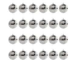 24 stuks - Discobal - Spiegelbol - discobal kinderen - Versiering - 5 cm in diameter - Zilver - Glas