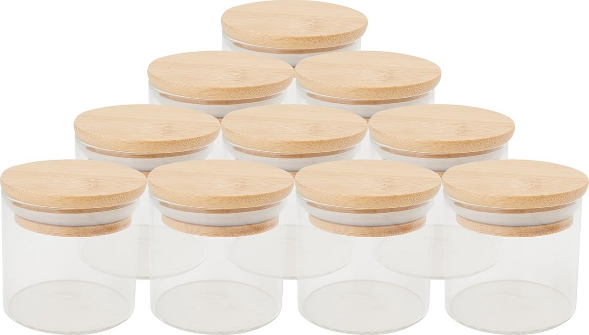 Voorraadpotten Bini met bamboedeksel - 10 stuks