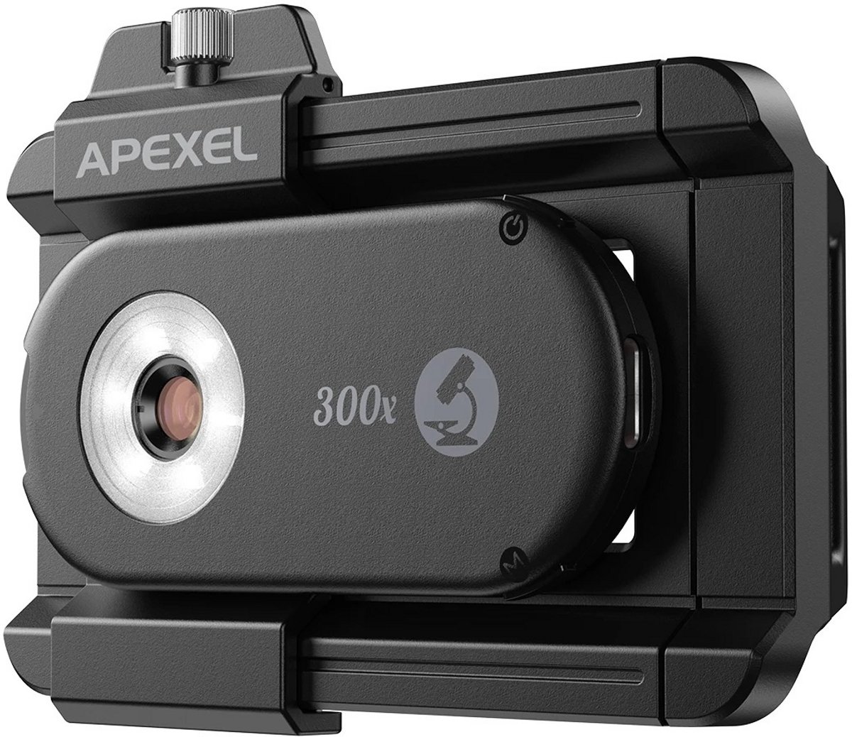 DrPhone MicroVision 300X Smartphone Microscoop – 300× Vergroting - HD Optische Lens - 19 Lichtmodi - 365nm UV-Detectie - Universeel & Draagbaar - Zwart