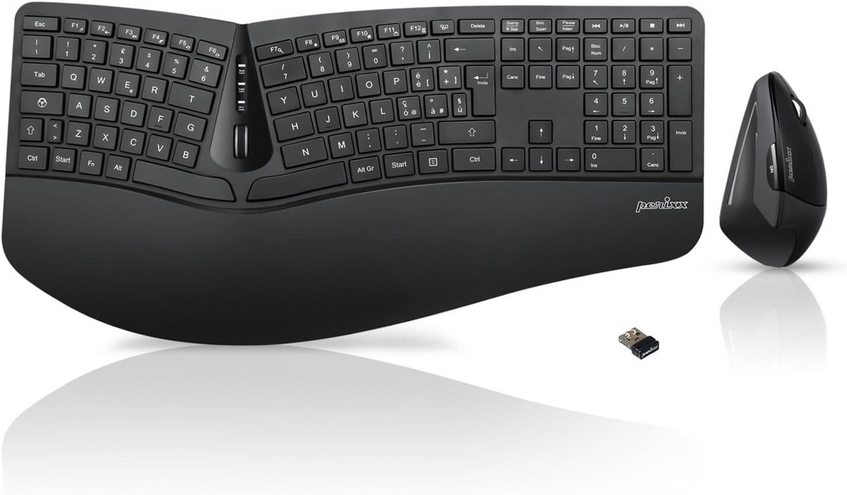 Ergonomisch Draadloos Splits Toetsenbord met Verticale Muis, Stil, Inclusief Polssteun