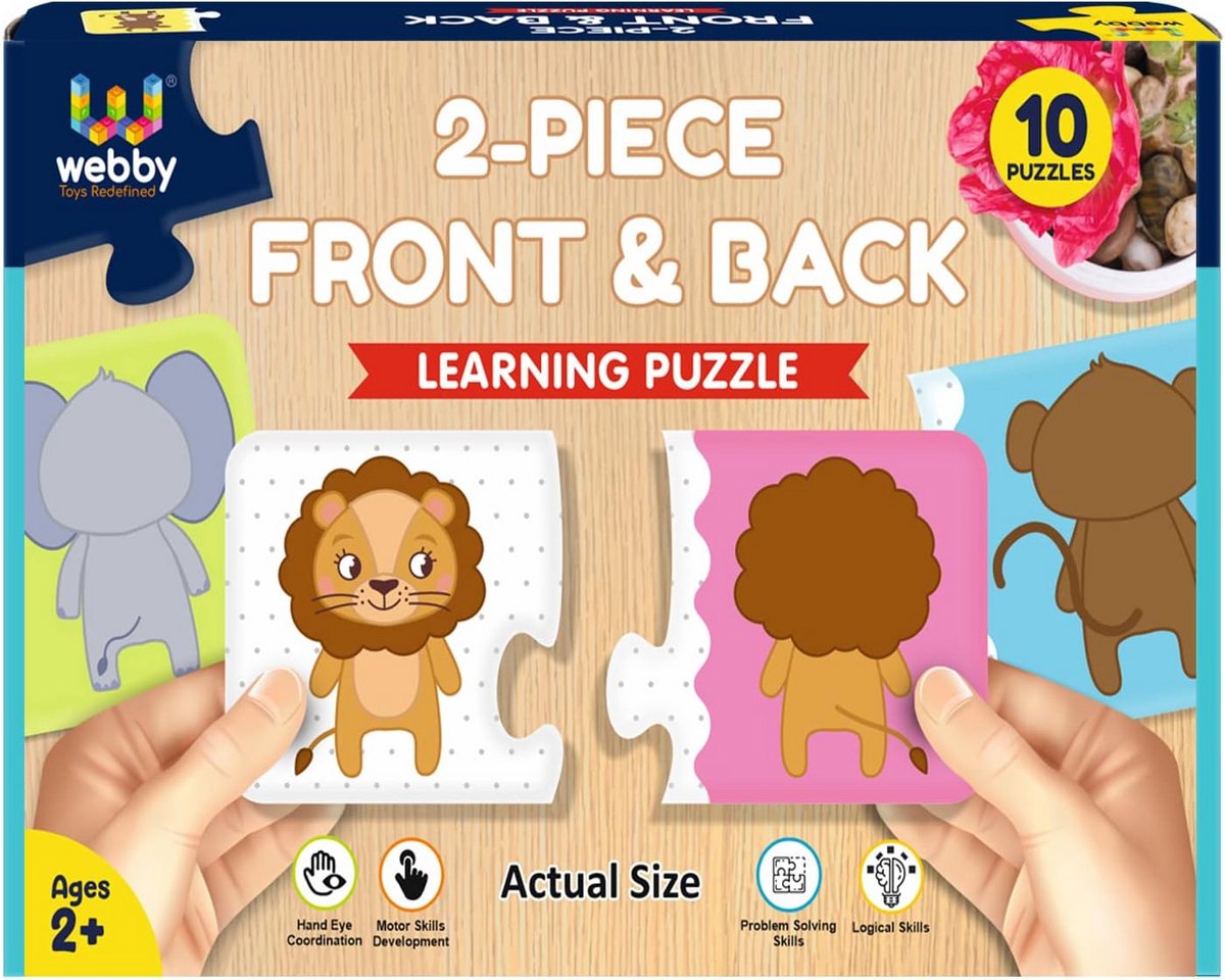 Front & Back Puzzle 2-delig - Montessori educatief speelgoed voor kinderen vanaf 2 jaar - Kleurrijke puzzels voor vroeg leren - Stimuleert concentratie en fijne motoriek