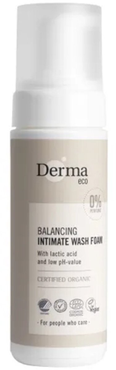 Derma Eco Intieme Wasemulsie - Parfumvrij - Met Aloe Vera en Melkzuur - voor Gevoelige Huid - Hypoallergeen - Intieme Verzorging - 150 ml