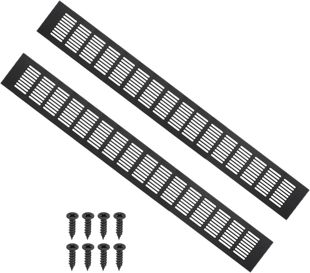 Set van 2 Zwarte Aluminium Universele Ventilatieopening Roosters voor Kast en Deur
