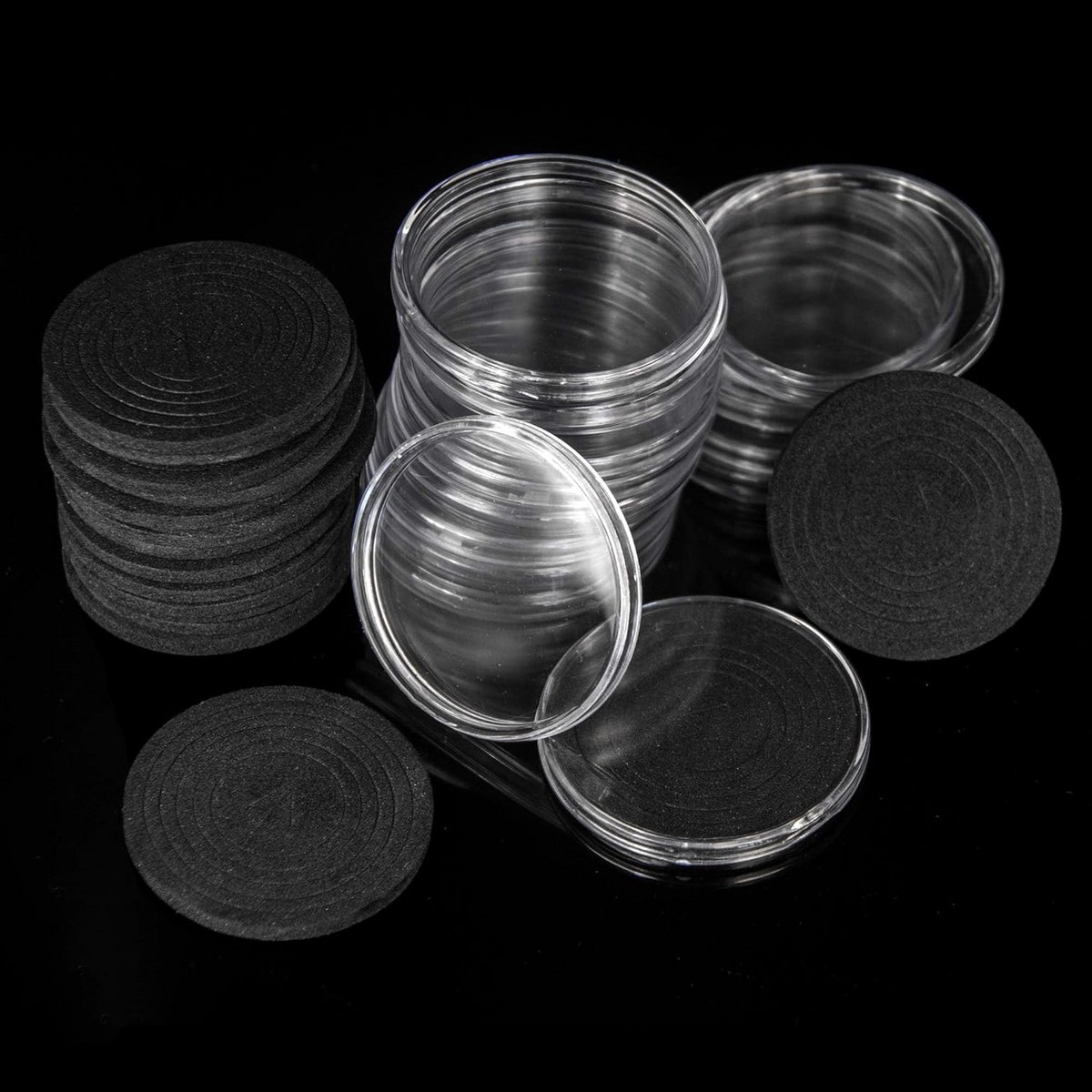 20 Sets Coin Capsules with Adjustable Foam Gasket - Ideal for Coin Collectors