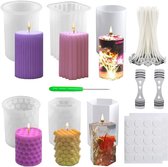 4 stuks pilaar siliconen kaarsvormen set, het maken van wasmal, kaarsen gietvormen, Silikonform cilinder en zeshoekig voor het maken van kaarsen doe -het-zelf 3D aromatherapie