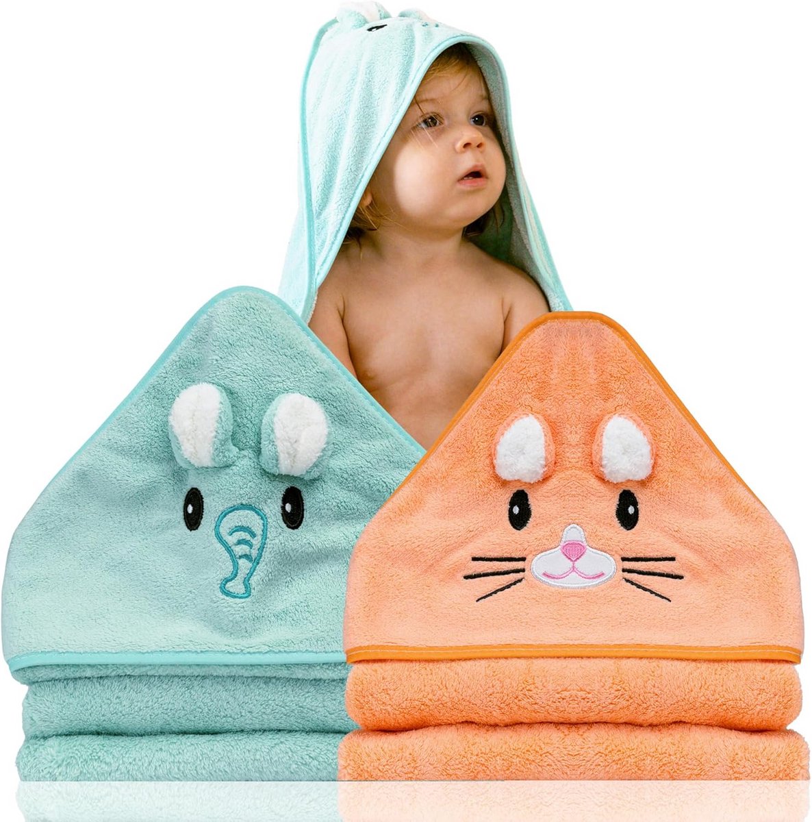 Babyhanddoeken met Capuchon - 2 Stuks - Perfecte Cadeaus voor Pasgeborenen - Zacht en Absorberend