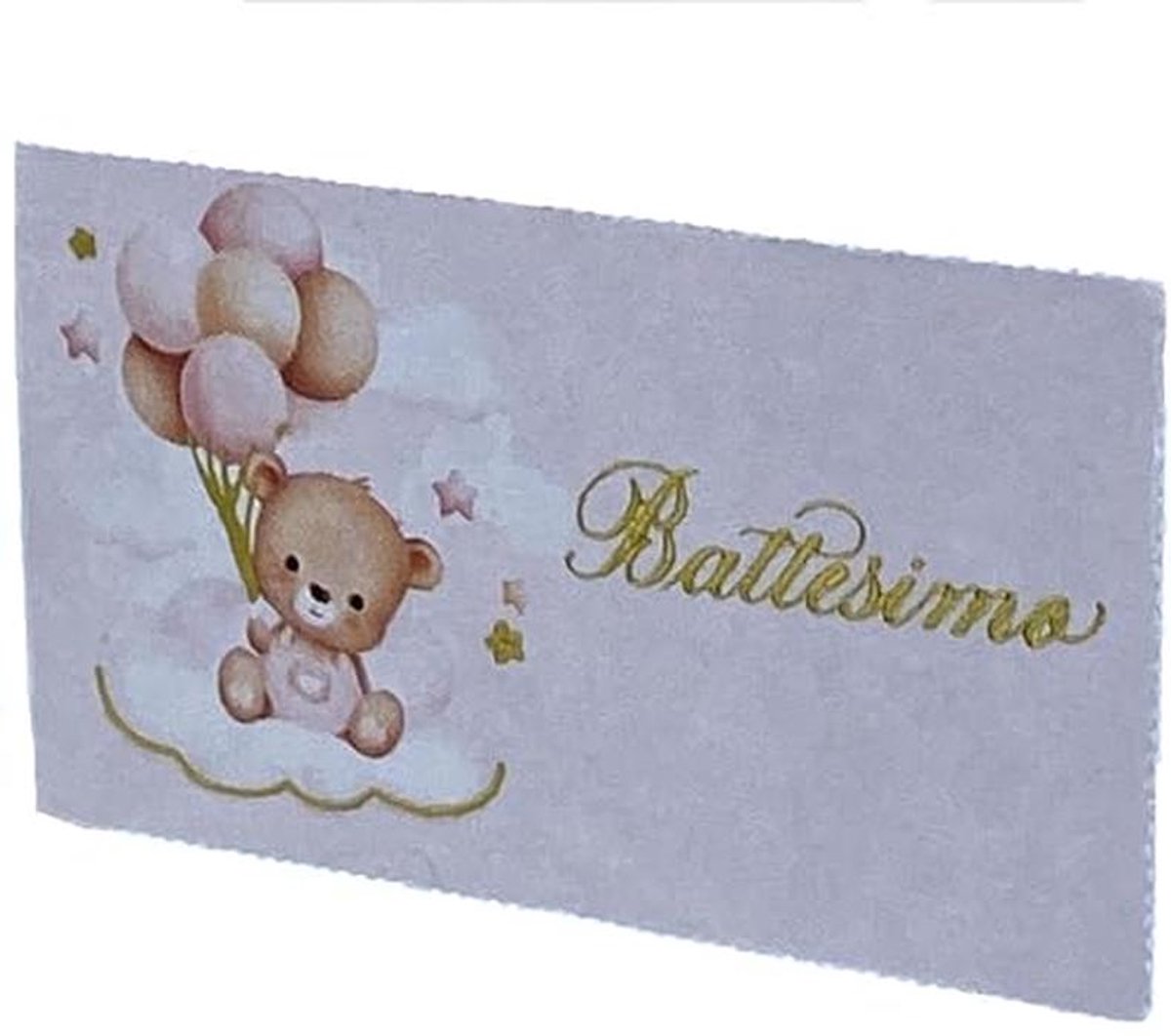 Gepersonaliseerde doop kaarten roze beer - 50 stuks