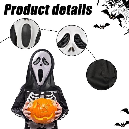 Masque D'Horreur Halloween Ghostface Scream - Masque Cosplay Réaliste Effrayant