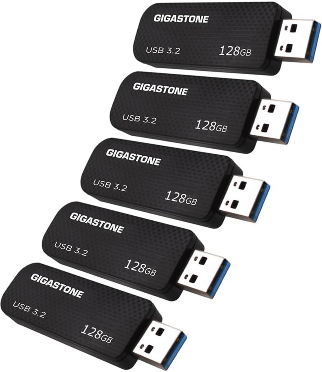 128 GB USB 3.2 Gen1 flashdrive - 5-pack, intrekbaar ontwerp, duurzaam en betrouwbaar