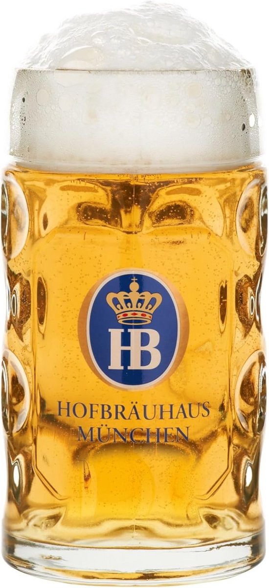 Duitse Biermok 1 Liter met Tin Deksel - Stenen Bierpul van München