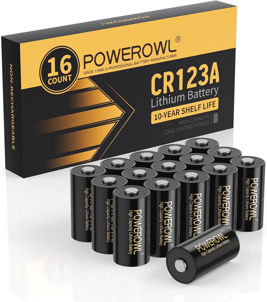 Oplaadbare 3V Lithiumbatterij CR123A - 16 Stuks