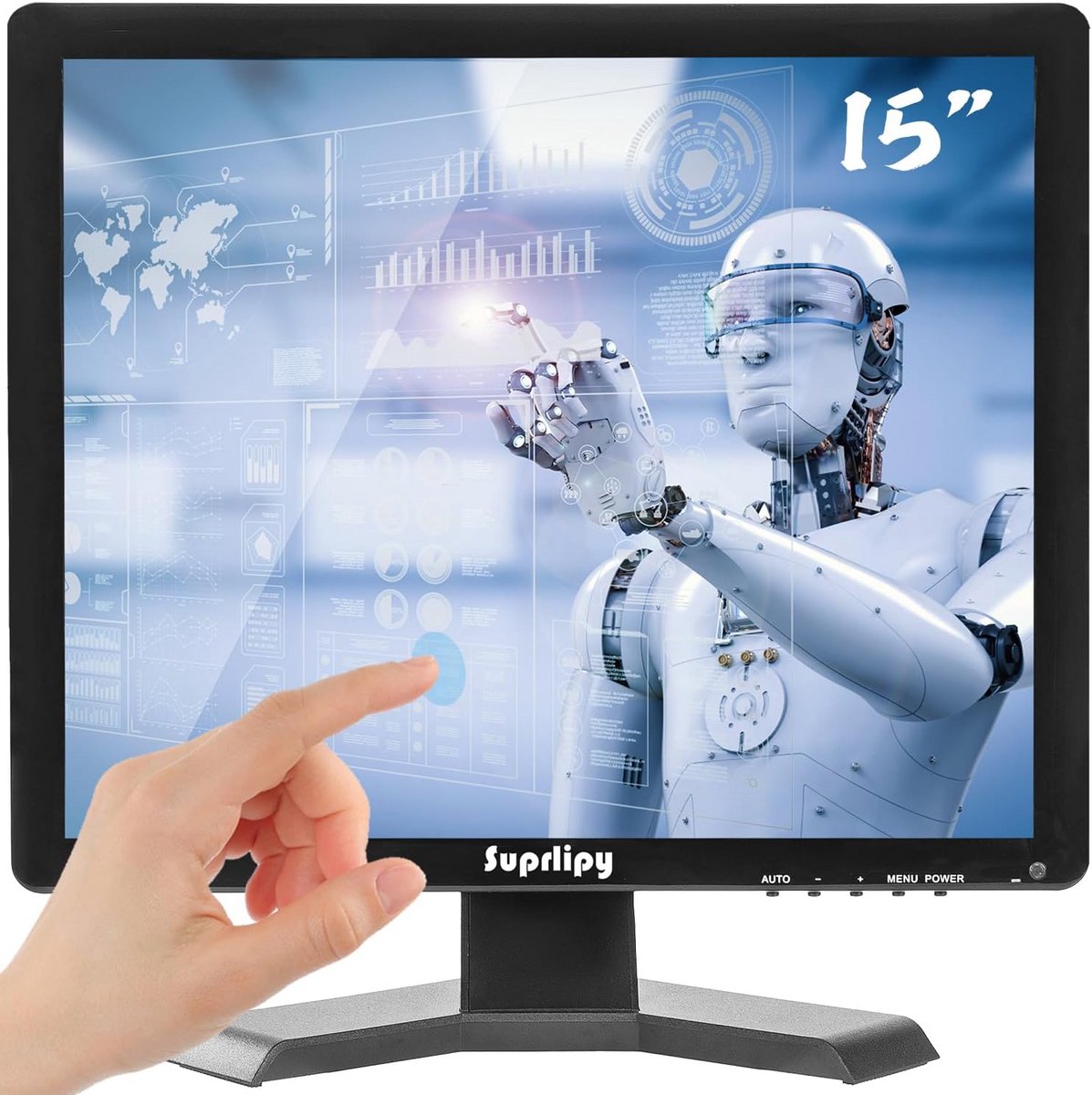 15 Inch Touchscreen Monitor met HDMI, VGA, USB en Ingebouwde Luidsprekers