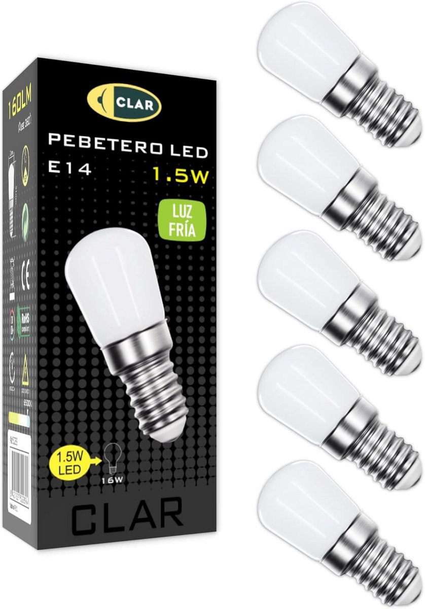 E14 LED Lamp 1.5W - Koelkastlamp, Afzuigkappen Lamp, Zoutlamp Lamp (5 Stuks)