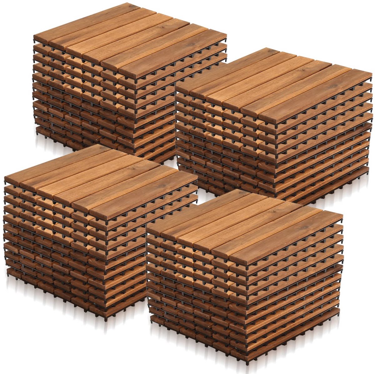 Houten Tegels 30 x 30 cm voor Balkon en Terras - Weerbestendige Vloertegels van Massief Hout - 4 m²