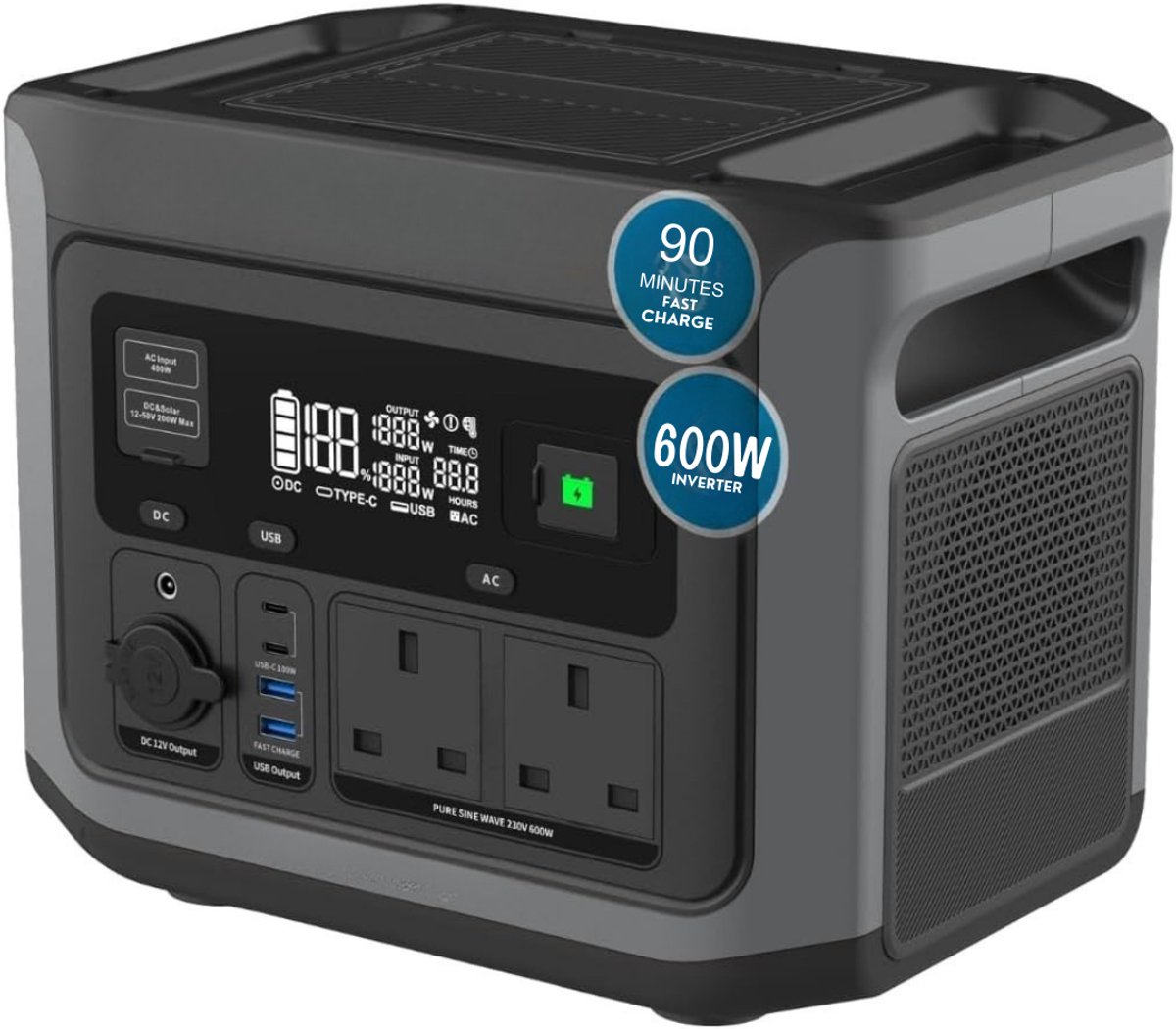 AMA® Stroomgenerator - Zonne Energiegenerator - Benzinegenerator - Zwart - 20.2x24.3x31.6cm