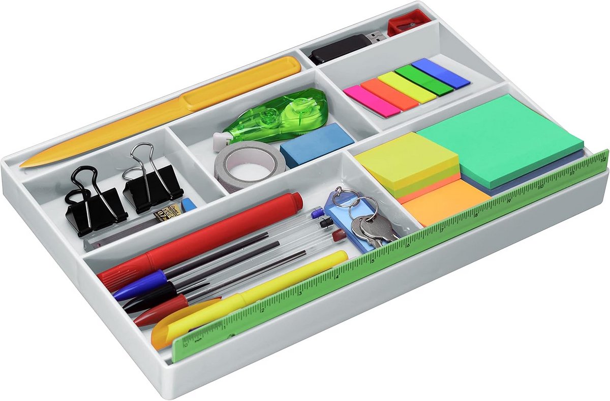 Multifunctionele Lade Organizer voor Bureaubenodigdheden en Accessoires - Wit