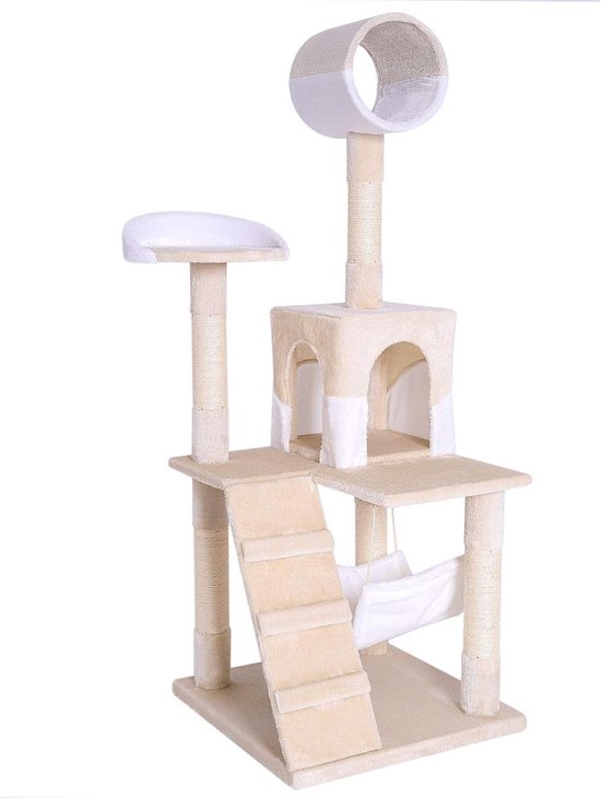 FEANDREA Kattenboom met Sisal-Covered Krabpalen en 2 Pluche Condos, Kattenmeubelen voor Kittens FEANDREA Kattenboom met Sisal-Covered Krabpalen en 2 Pluche Condos, Kattenmeubelen voor Kittens
