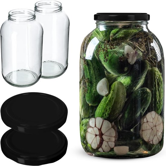 MamboCat Set van 12 weckpotten 1062 ml I ronde glazen inmaakpotten met