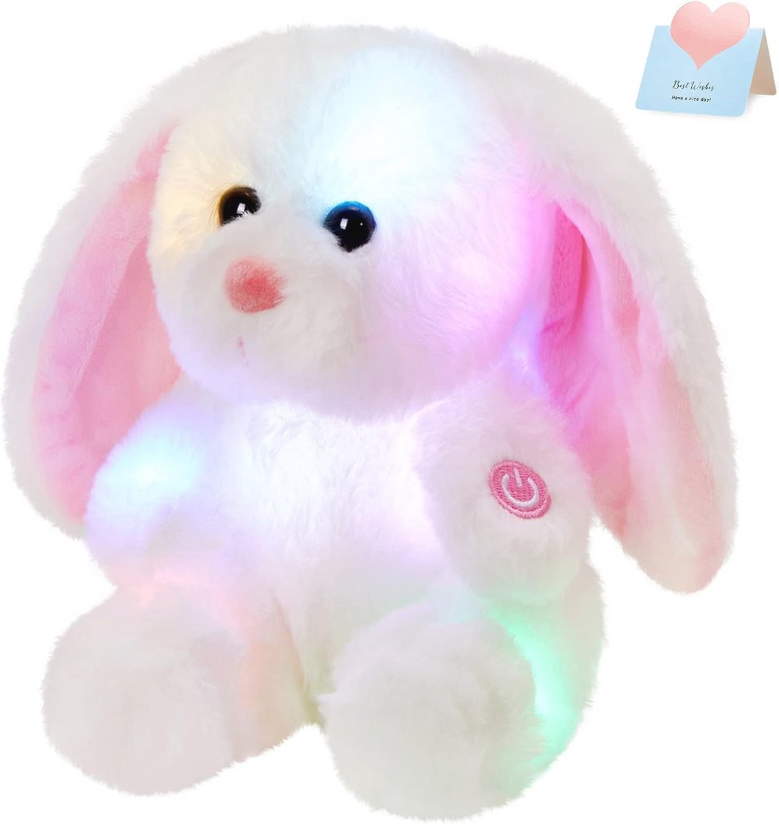 Zachte Pluche Konijn Nachtlampje met LED - 20 cm