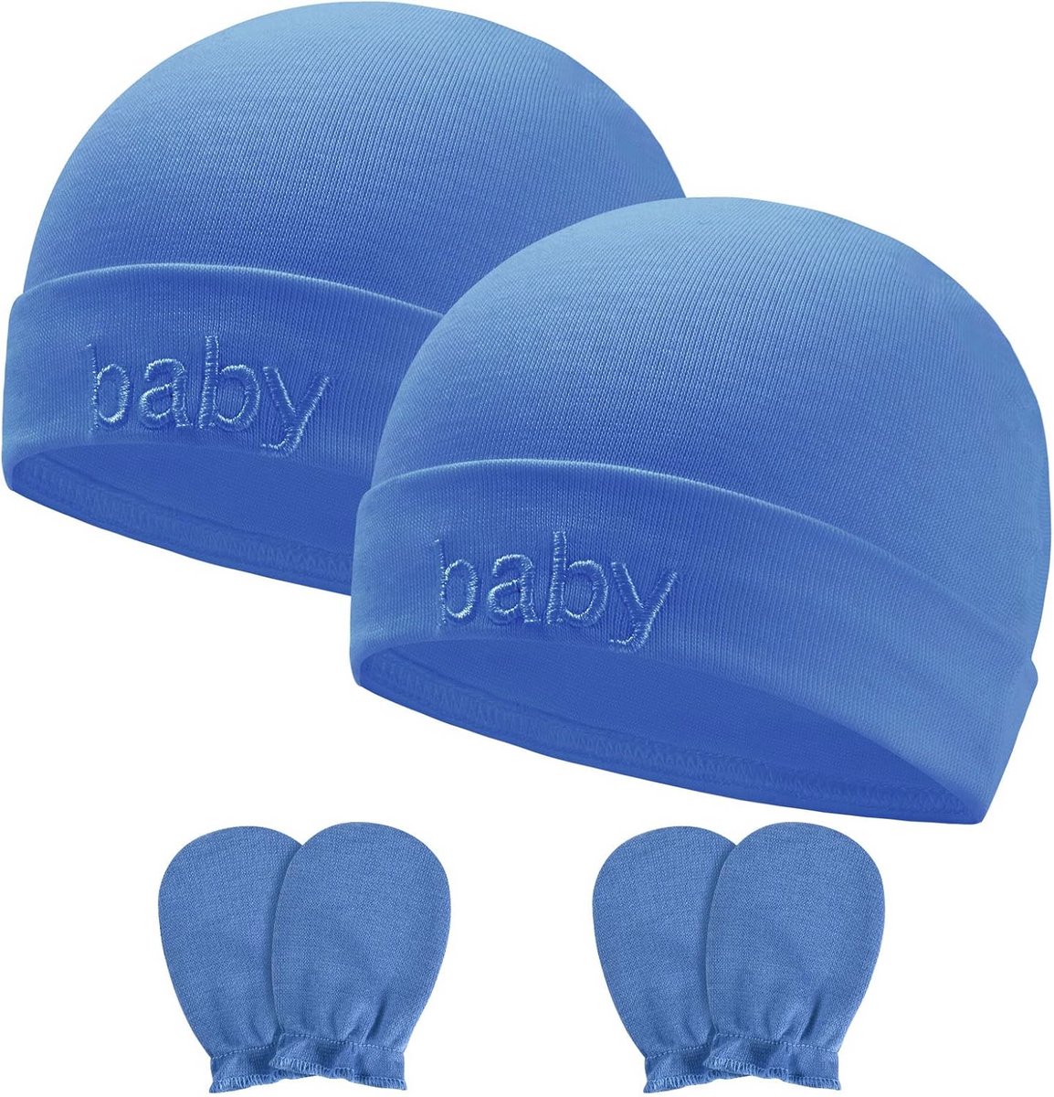Katoenen Babymutsje en Handschoenenset voor Pasgeborenen