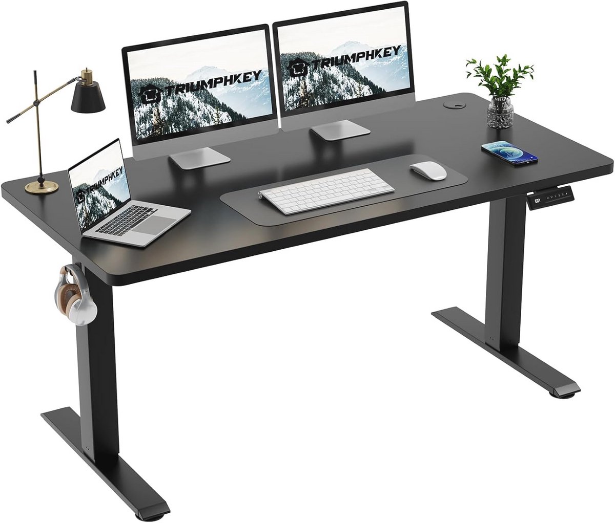 In hoogte verstelbaar bureau met elektrische bediening en 4 geheugenfuncties 140 x 60 cm