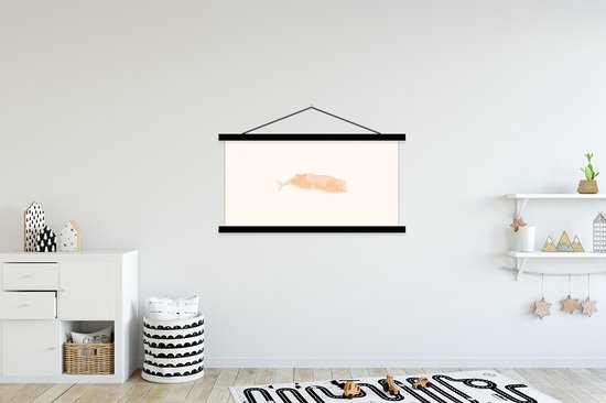 Porte-affiche avec affiche - Affiche scolaire - Pêche - Mer - Aquarelle - Pastel - 150x75 cm - Lattes noires