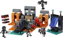 Set LEGO Minecraft Wither Battle avec Wither, squelettes, portail et blocs de construction orange et gris.