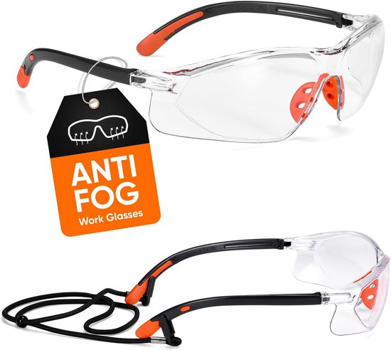 Krasbestendige Veiligheidsbril Met Anti condens Lens Helder oranje Bol krasbestendige-veiligheidsbril-met-anti-condens-lens-helder-oranje-bol