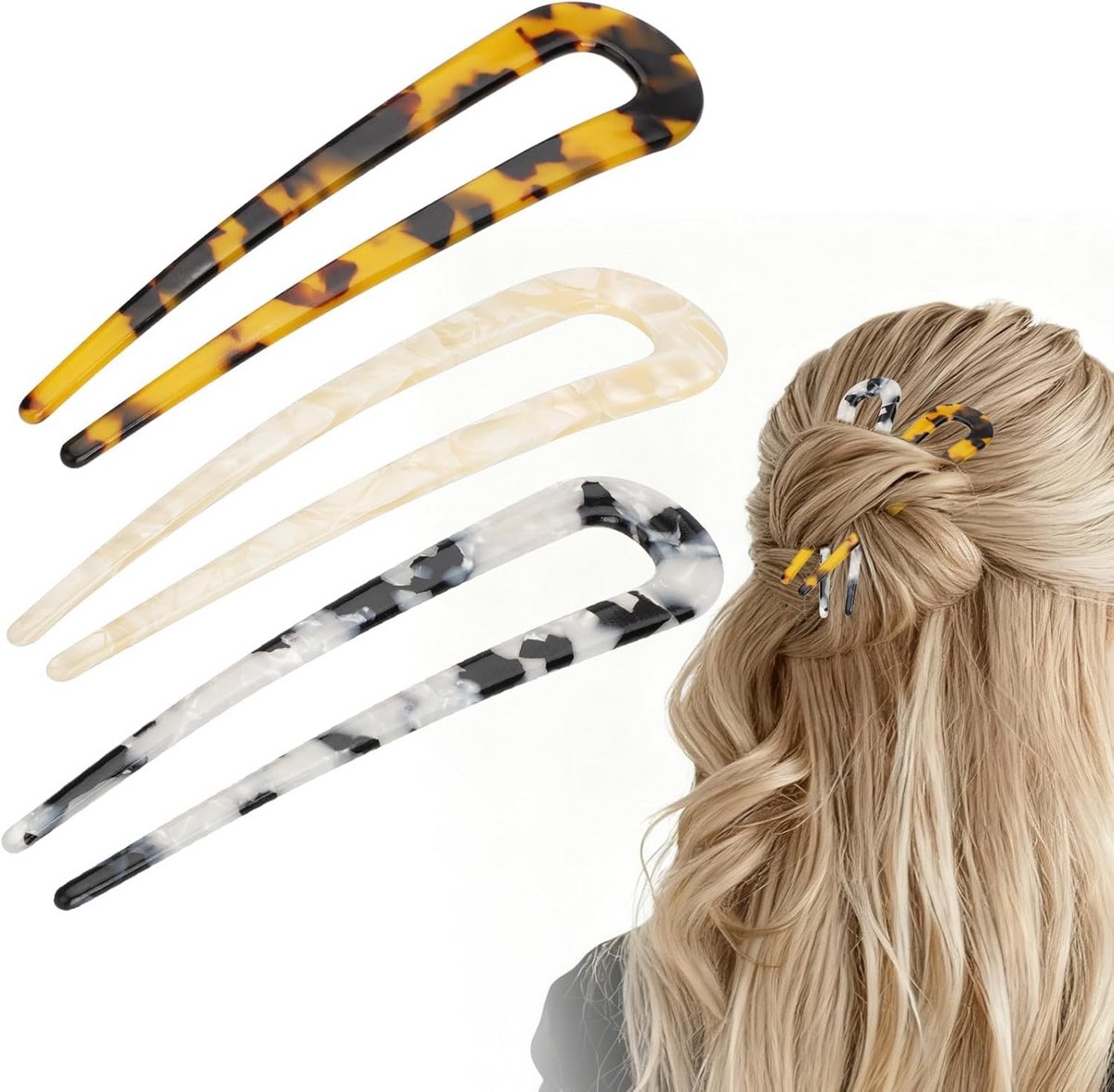 3 Stuks U-Vormige Haarklammen voor Fijn Haar – Perfecte Haaraccessoire voor Dun Haar