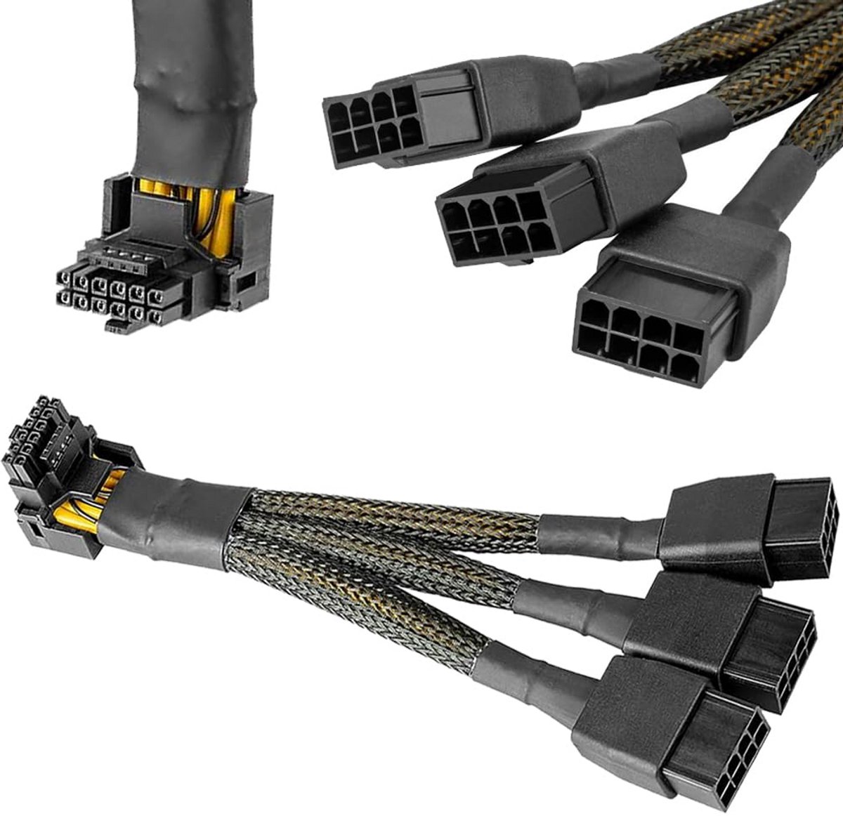 3x8 pin naar 16 pin adapterkabel 90 graden voor grafische kaarten