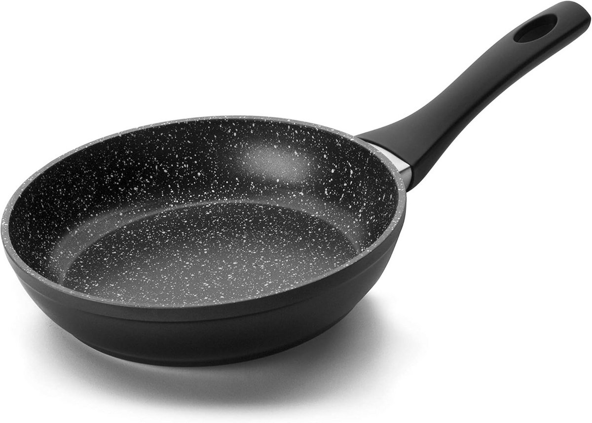 Koekenpan 24 cm met antiaanbaklaag en steenmotief - Geschikt voor inductie