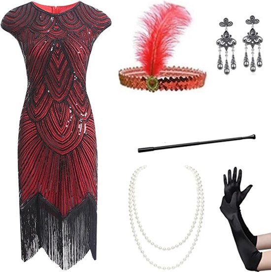 Pailletten-Schals Cocktail-Teeparty-Abendkleid für Mädchen Gatsby-Accessoires 19