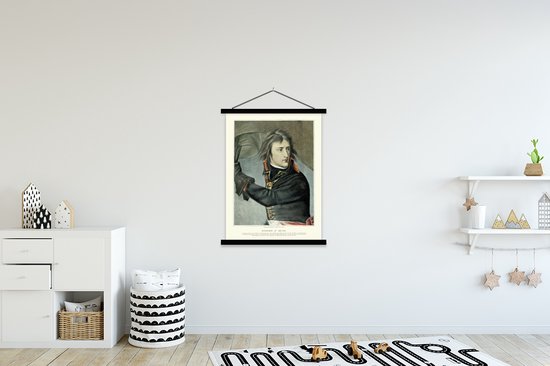 Illustration de Napoleon Bonaparte sur fond sombre affiche scolaire à lattes plates noir 120x160 cm - Tirage photo sur affiche textielposter (décoration murale salon / chambre) XXL / Groot format!