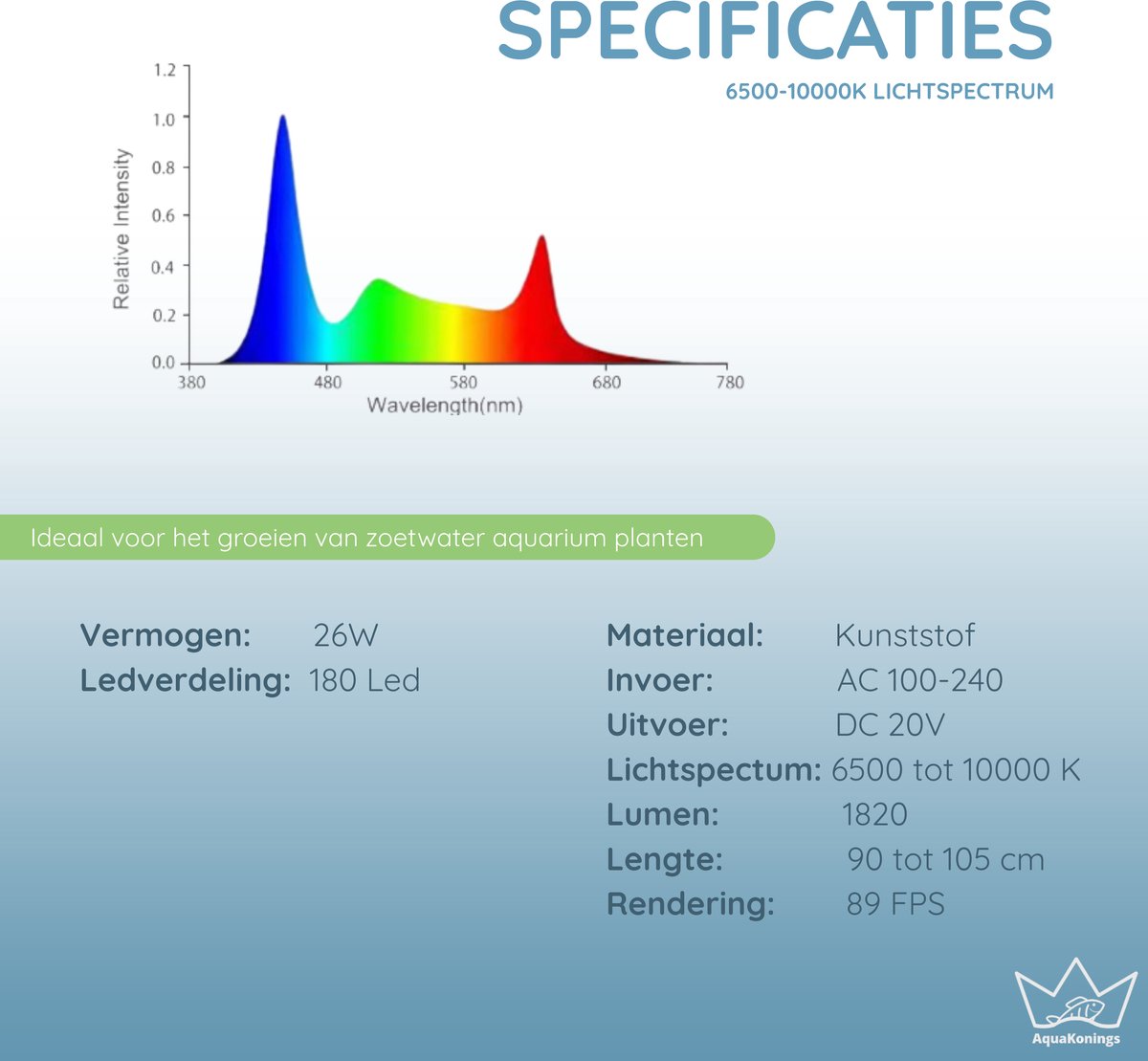 AquaKonings LED aquariumlamp 90-105 cm, dimbaar met timer thumbnail 5