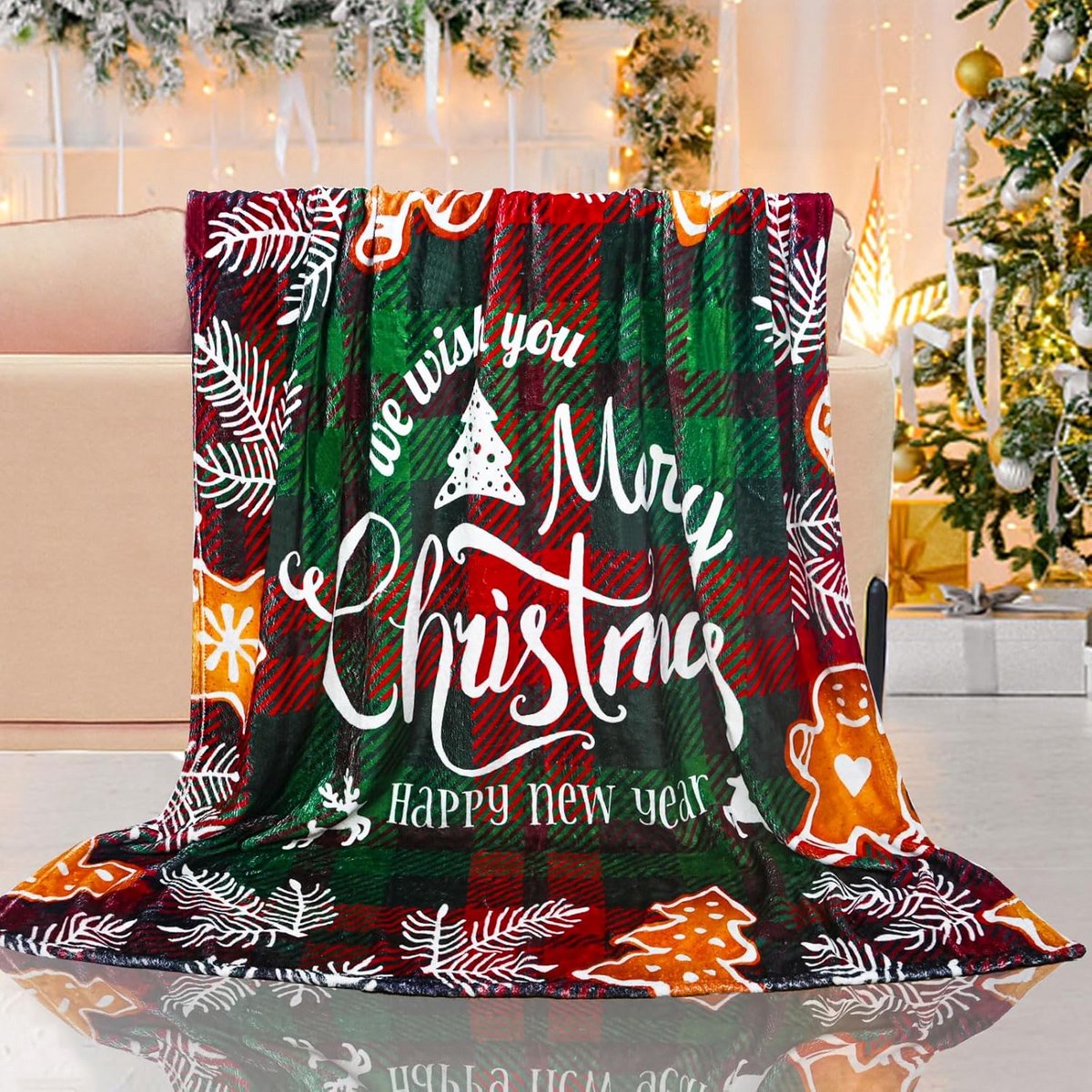 Warme Kerstdeken Sherpa Fleece Pluche Sprei voor Kinderen en Volwassenen