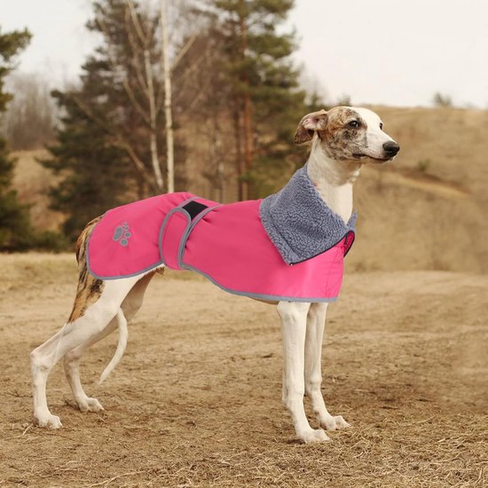 Geyecete Greyhound Winterjas - regenjas met lamsfluwelen binnenkant - hondenkleding voor buiten - verstelbare banden voor middelgrote en grote honden - zwart