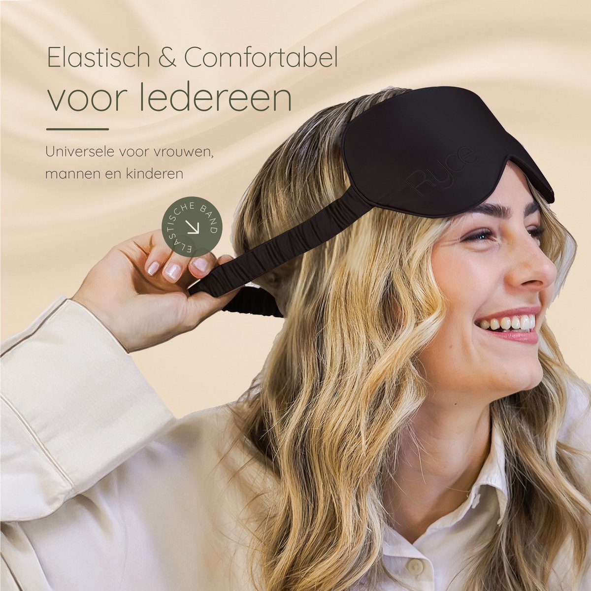 Ryce® Zijden Slaapmasker - Oogmasker - Vrouwen & Mannen - Cadeau - Zwart — afbeelding 4