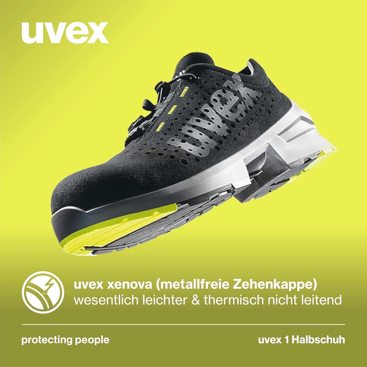 S1 Veiligheidschoenen voor mannen en vrouwen - limoen/zwart