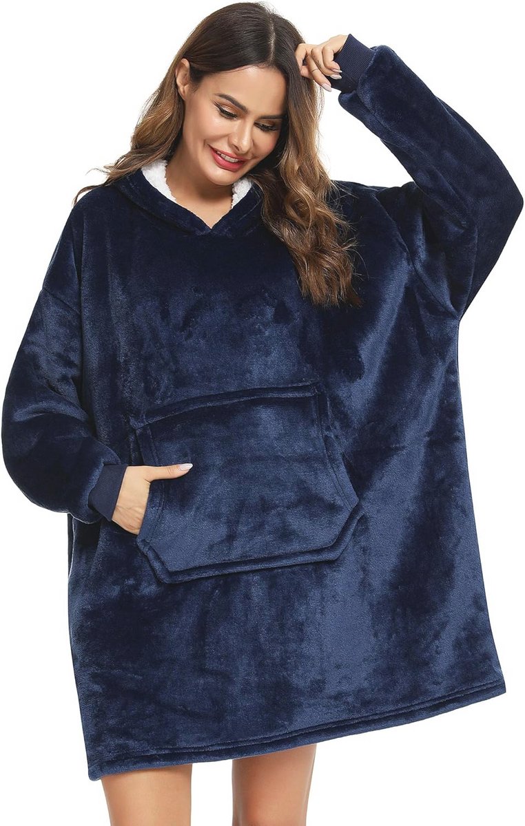Oversized sherpa hoodie met capuchon – Zacht en warm draagbaar deken