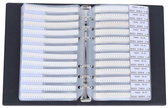 Dioche 0201 Series Resistor Sample Book - 170 Value Combo Kit In Portable Black Plastic Organizer