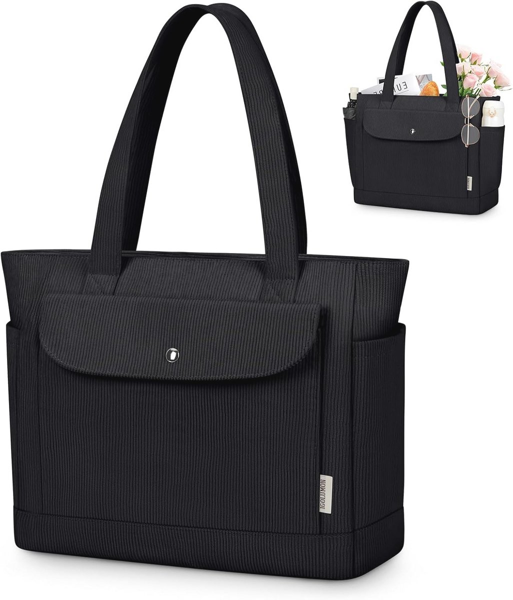 Dames Corduroy Schoudertas met Magneetsluiting en Grote Capaciteit voor Werk, Reis en Daily Use