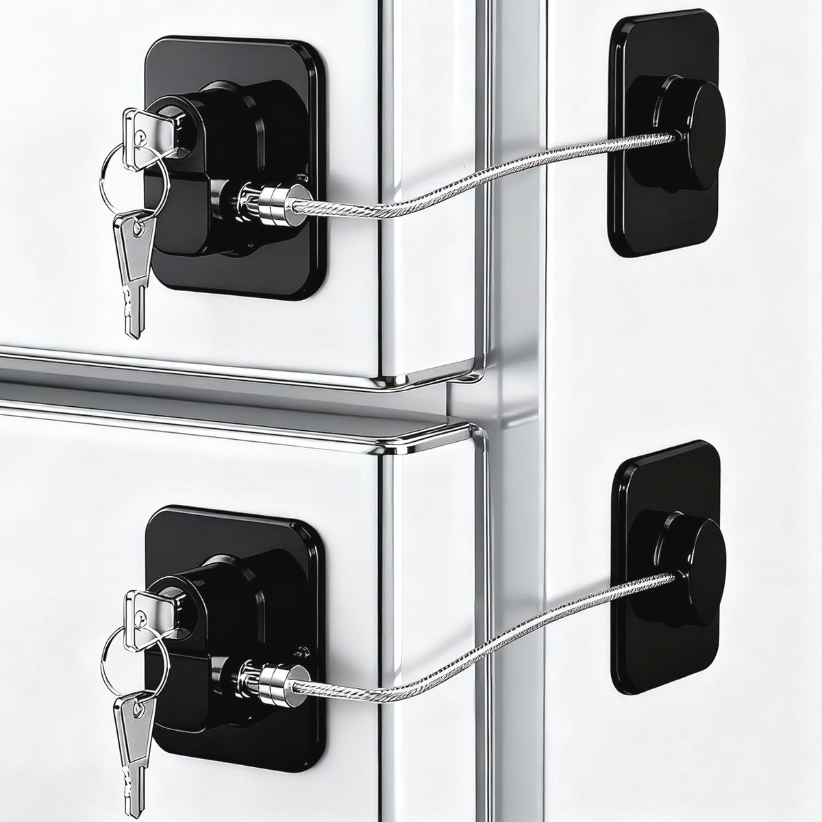 Set van 2 Fridge Locks voor Kinderen - Zelfklevende Veiligheidslock zonder Boren