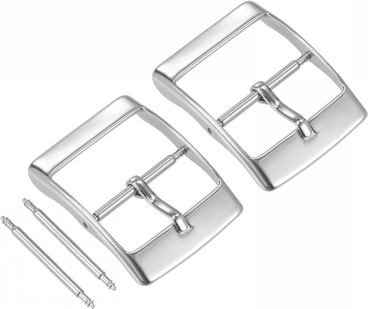 E-Ambar - Horlogeband Sluiting Set van 2 Roestvrij Staal Zilver 20 mm Breedte met Veerstang