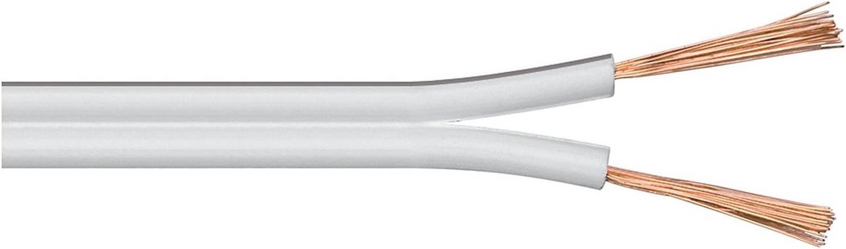 Luidsprekerkabel 2 x 0,5 mm² koperen kabel per meter - Wit - Geschikt voor Hifi-installaties en Thuisbioscoopsystemen