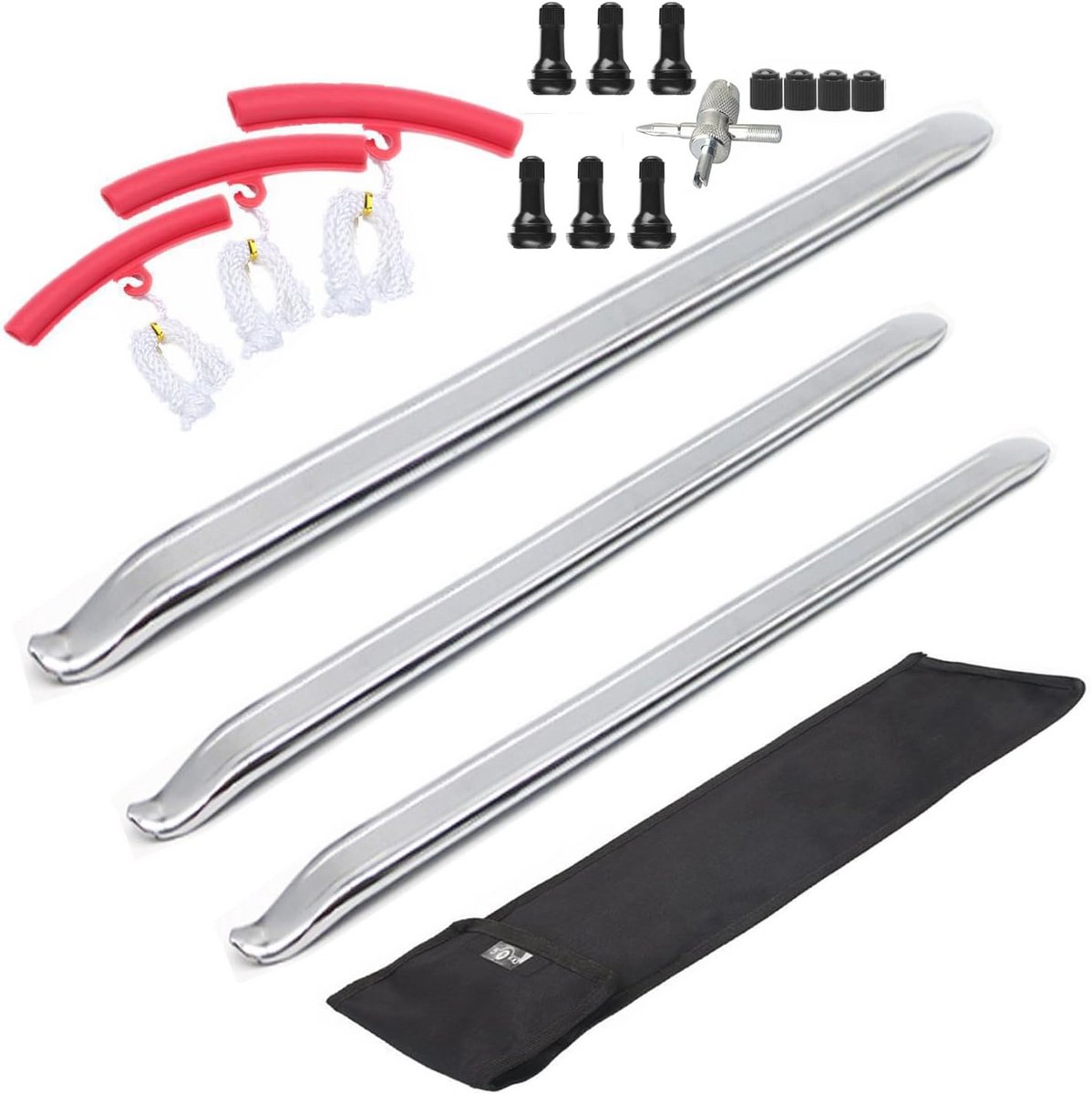 Tire Irons Set met Rim Protectors en Ventielen voorMotoren, ATV's en Grasmaaiers - Compleet met Opbergtas