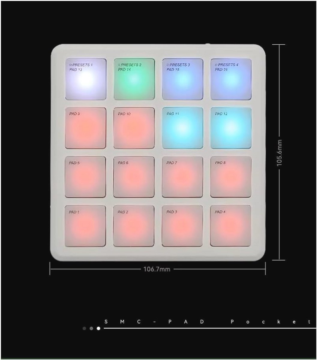 Bluetooth MIDI-controller met 16 Aanslaggevoelige Pads - Draadloos en Draagbaar